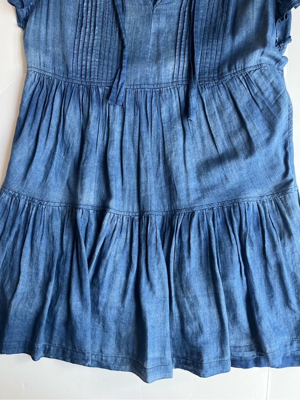 Rebecca Taylor La Vir Pleated Chambray Tie-Neck Dress - Picture 8 of 11